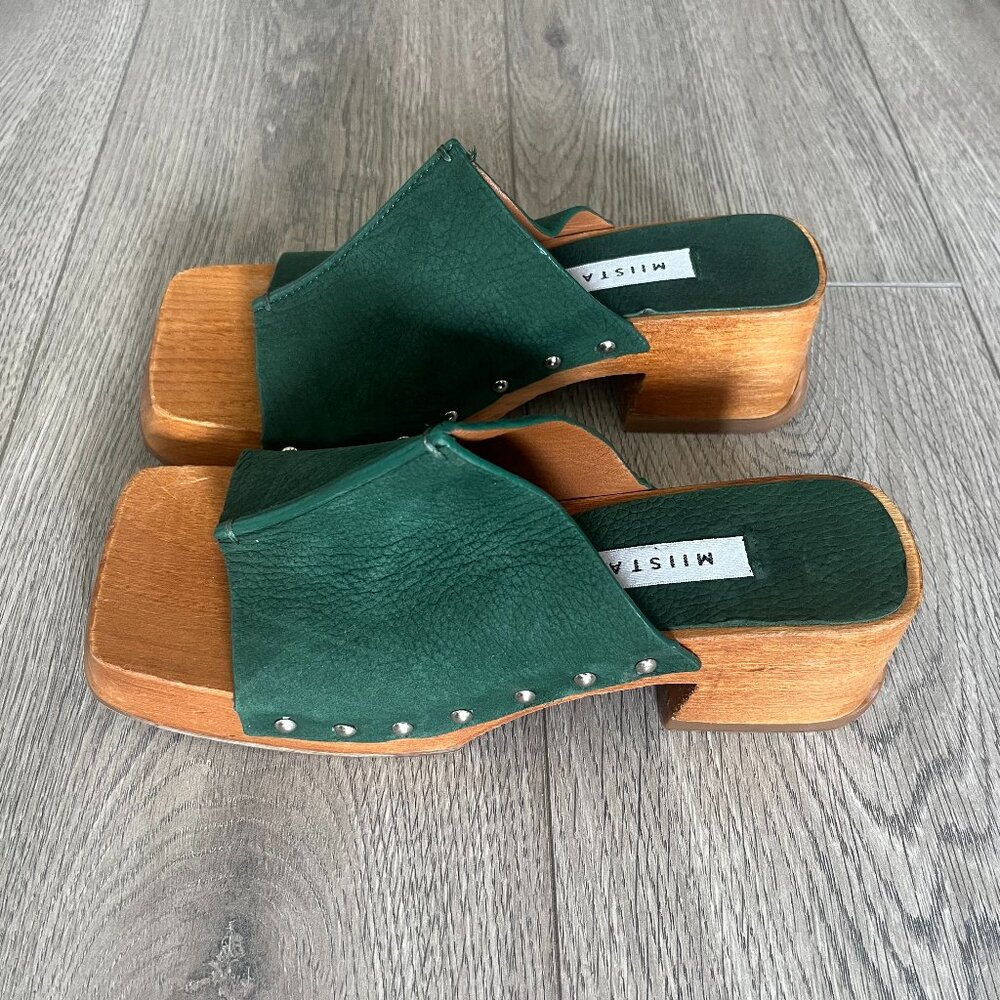 Size 36 Miista Green Suede Clogs